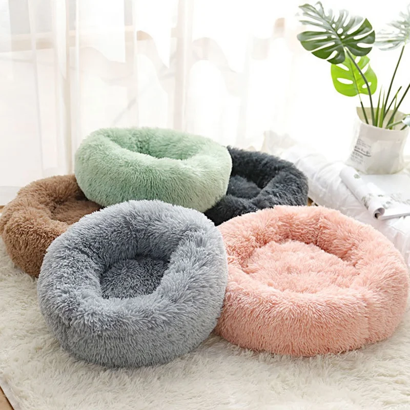 

Factory direct sales cat kennel Plush Faux Fur Dog Beds Cats Comfortable Warm Deep Sleep Pet cat kennel, Gray;dark gray;brown;green;pink