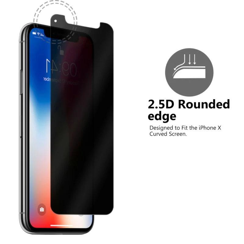 

Full screen 0.26mm 2.5D mobile phone tempered glass screen protector anti spy protective film for iphone 6 7 8p x/xs xs max
