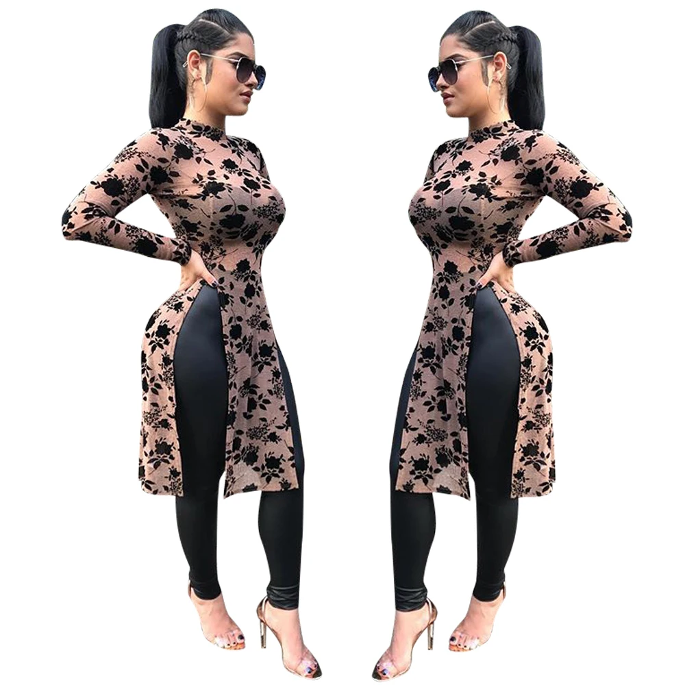

Foma D8075 New arrivals 2020 high collar screen printing long sleeve t shirt women