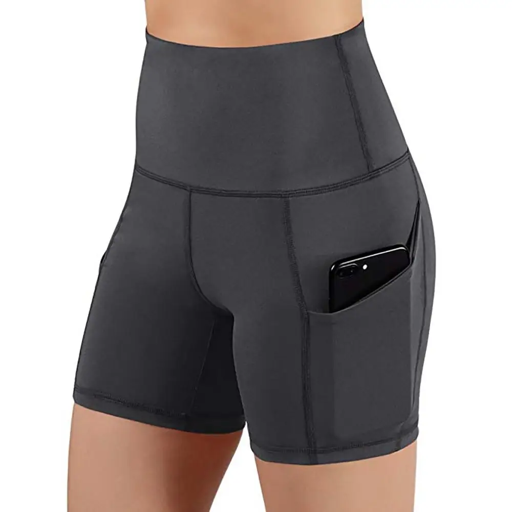 

Hot selling seamless women tight Neoprene Skinny Yoga Short Pants with pocket, Black gray red