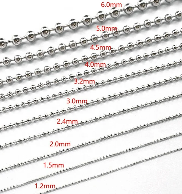 

Wholesale Custom Ball Chain Bead Golden Silver with Connector Iron Cheap Bead Ball Chain, Gold silver or customized