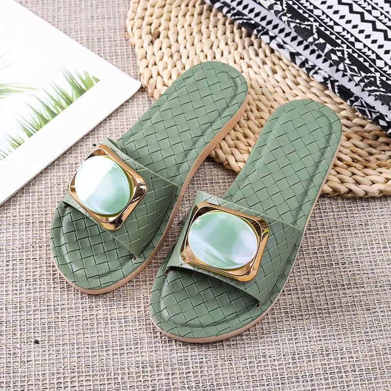 

2021 new arrivals slippers summer hot sale high quality women leisure candy color beach slippers, Green, black, pink