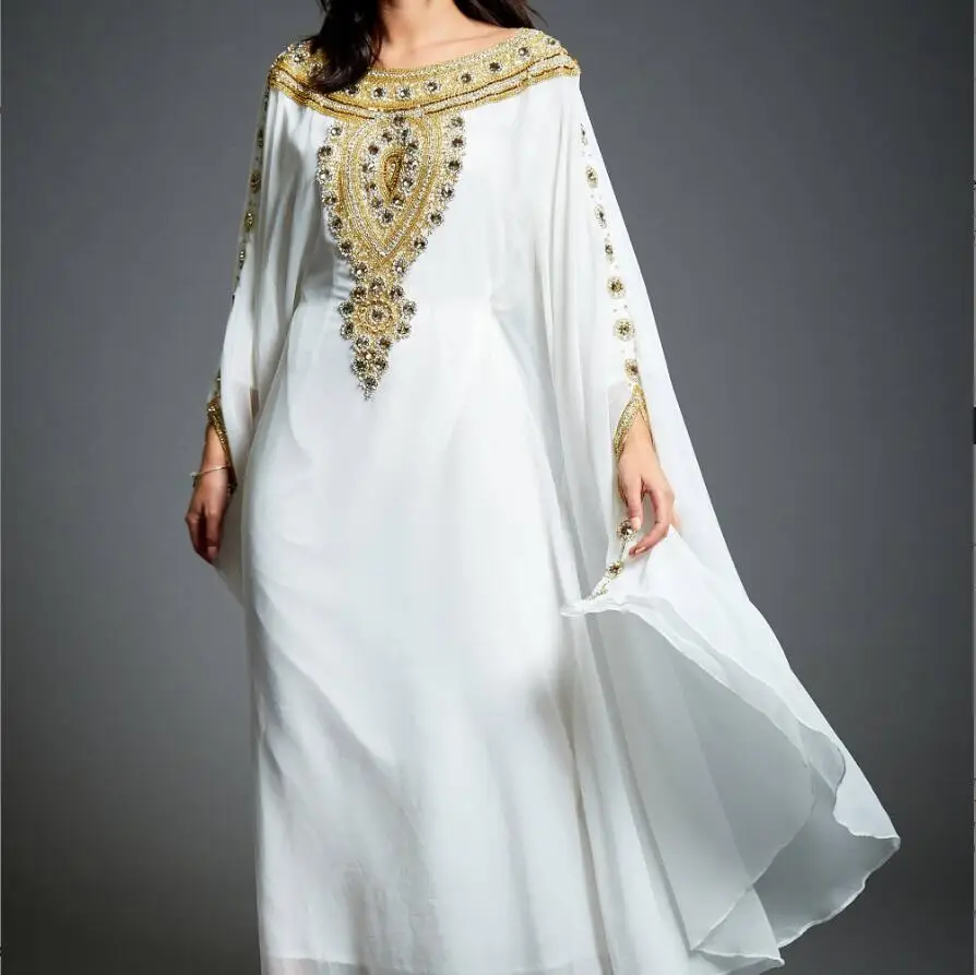 Amira Abaya Caftan Gold Embellished Kaftan Dress  Dubai Kaftan, Gold Beaded Wedding Evening Gown, Plus Size
