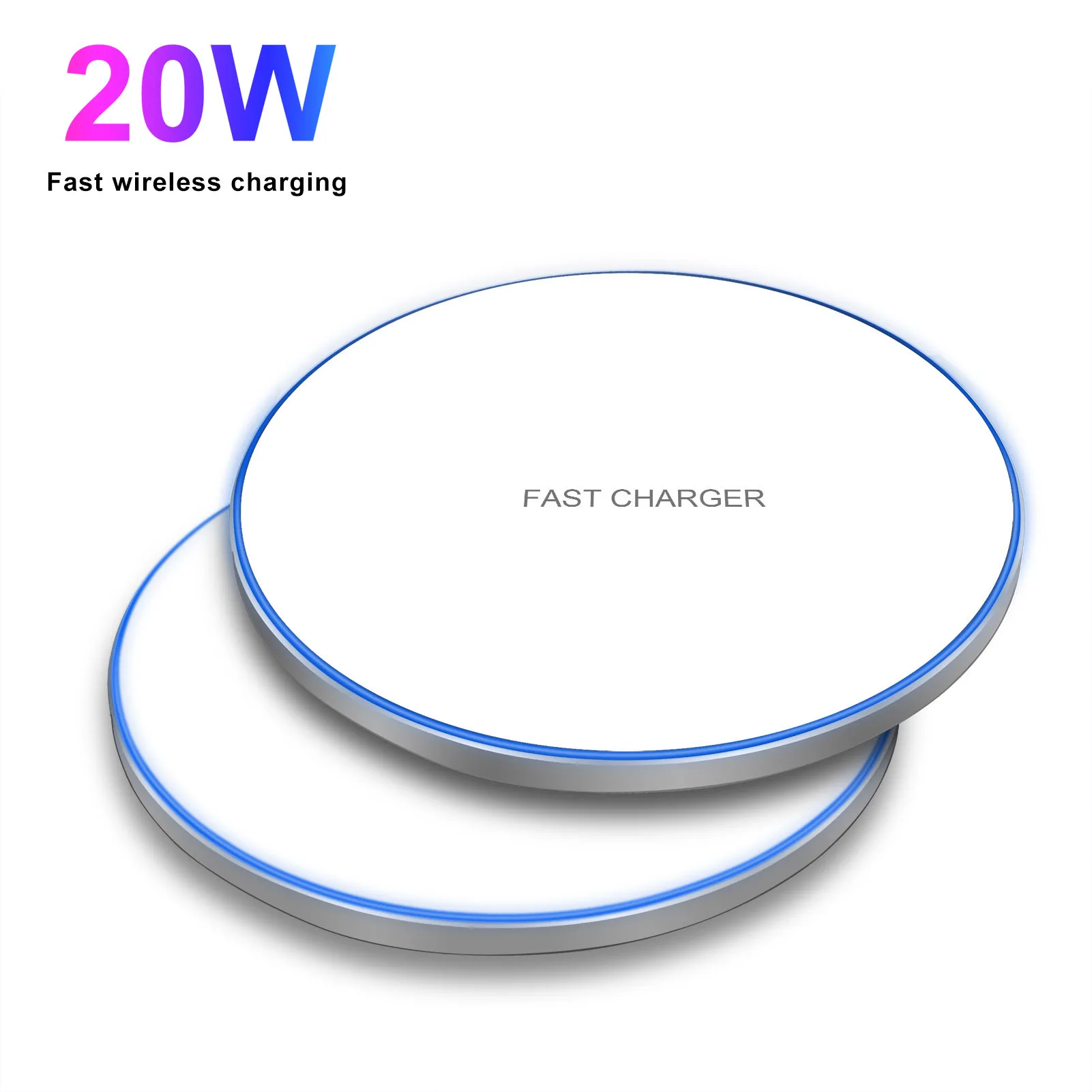 

New Round Universal Portable High-power Fast Qi 20W Wireless Charger