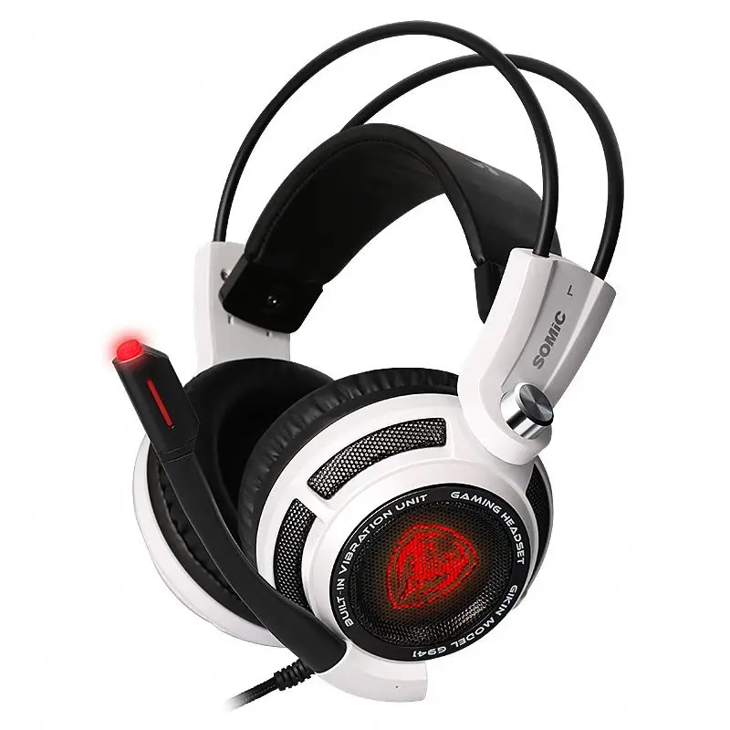 

G941 7.1 Virtual Surround Sound USB Gaming Headphone with Vibrating Function Mic Voice Control Earphone, Black,white