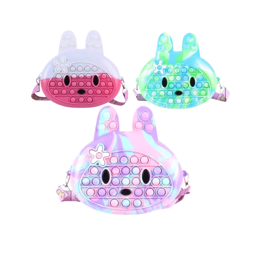 

New 2022 Cute Mini kids silicone rabbit pop it Coin Purse bubble fidget bags
