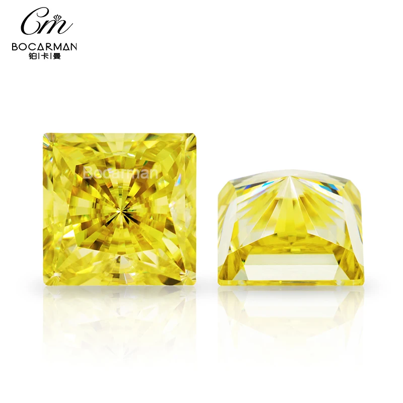 

Bocarman Princess square cut GRA Certificate D color VVS 1-3 carat loose stone GRA Certificate/book yellow moissanite