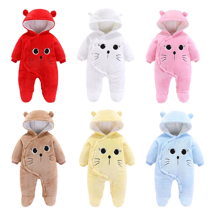 

Newborn Baby Boy Girl Sleepers Infant Snowsuit Bodysuit Footie Fleece Romper Toddler Winter Outfits 0-1 Year