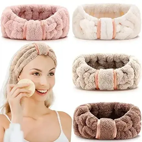 

Cute Bowtie Facial Soft Coral Fleece Elastic Hairband Makeup Bath Headbands For Women Cosmetic & Facial Spa