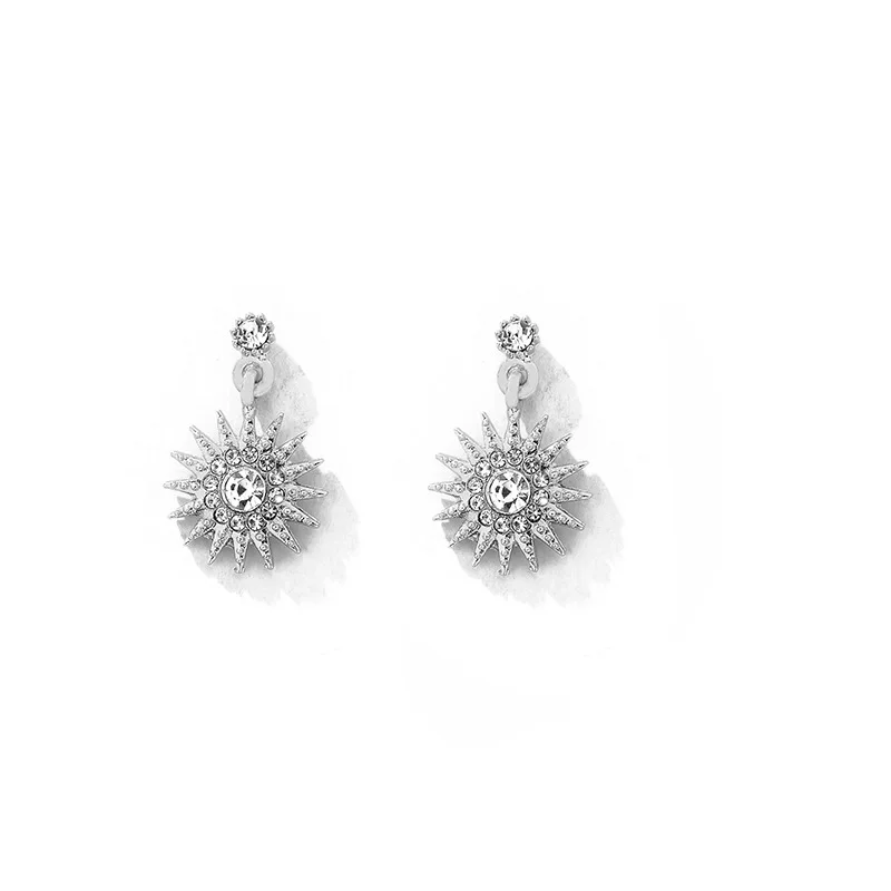 

Korean style earrings jewelry wholesale temperament set diamond sunflower earrings pendant, As picture