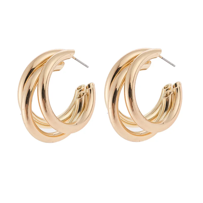 

Trendy Fashion Metal Elegant Hoop Earring Woman 2020 New Vintage Gold Color Cheap korean Statement Earrings Accessories, Gold, silver