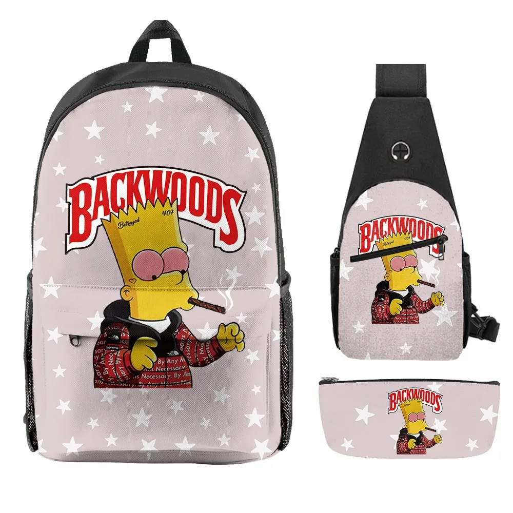 

Wholesale custom new design 3 piece set Backwoods fashion men laptop bag female college student school bag backpack