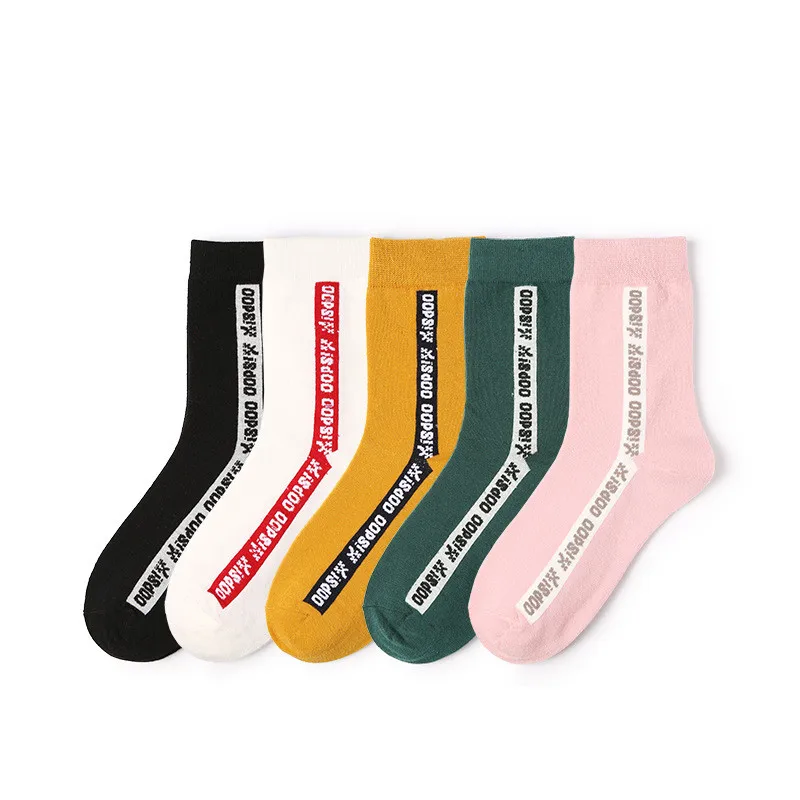 

JY636 alphabet cotton socks Hong Kong high socks sport stockings women