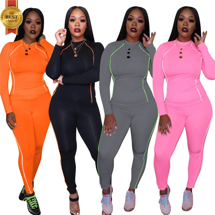 

MD-20901062 Best Price Ladies Joggers Suits Tracksuit Skinny Striped Long Sleeve Workout GYM Activewear Yoga Fitness Women Set, Picture