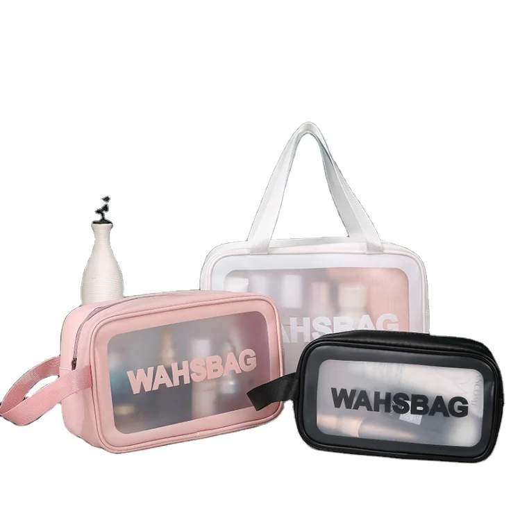 

2021 customize logo Hot sale Waterproof Transparent PU Makeup Bag Clear Wash Cosmetic Bag Makeup kit, Choose