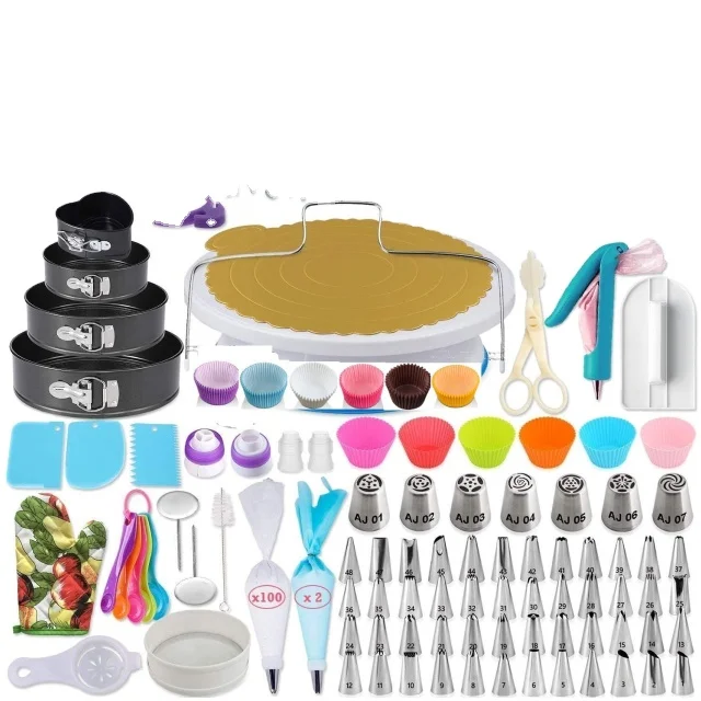 

Hot Sale 333pcs Complete Cake Decorating Kit Cake Rotating Turntable Supplies Wholesale, As picture