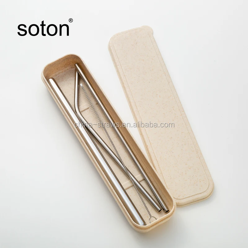 

Colorful 304 Stainless Steel Straws Reusable Drinking Straw Bent Metal Straw with Cleaner Brush, Customized