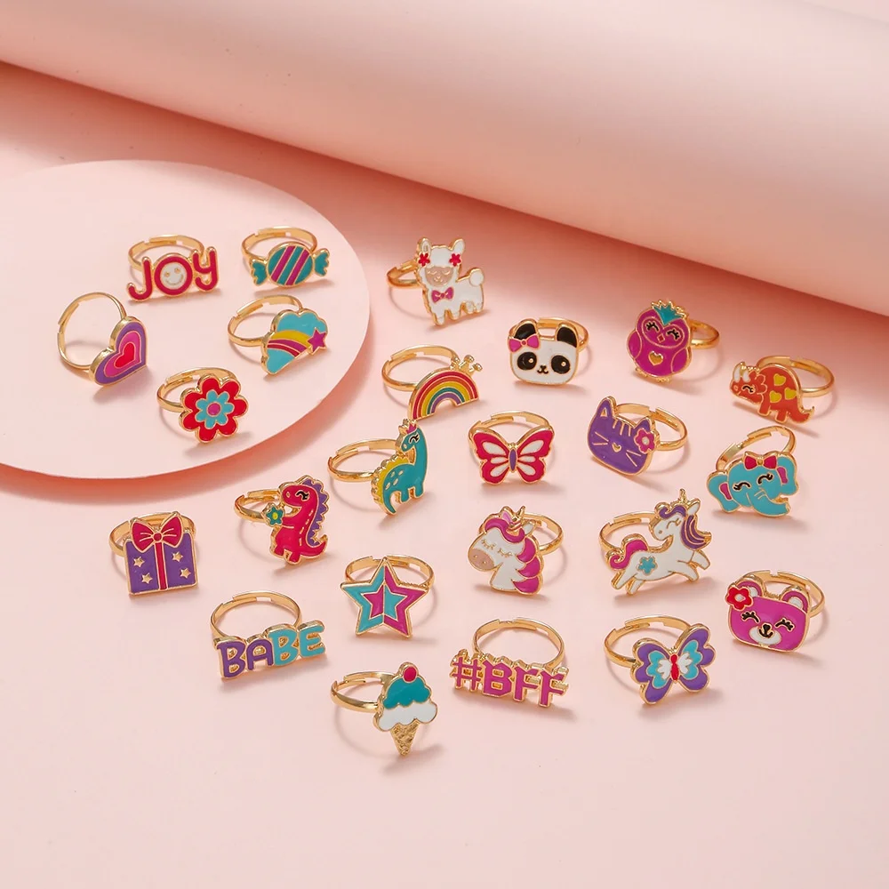 

Drop oil Kids Ring Adjustable ring Kids ring Panda Unicorn Dinosaur design