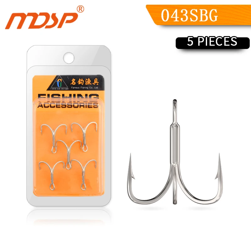 

MDSP High Carbon Steel Fishing Hook Fishhooks Durable Treble Hooks with barb strong stiff hooks