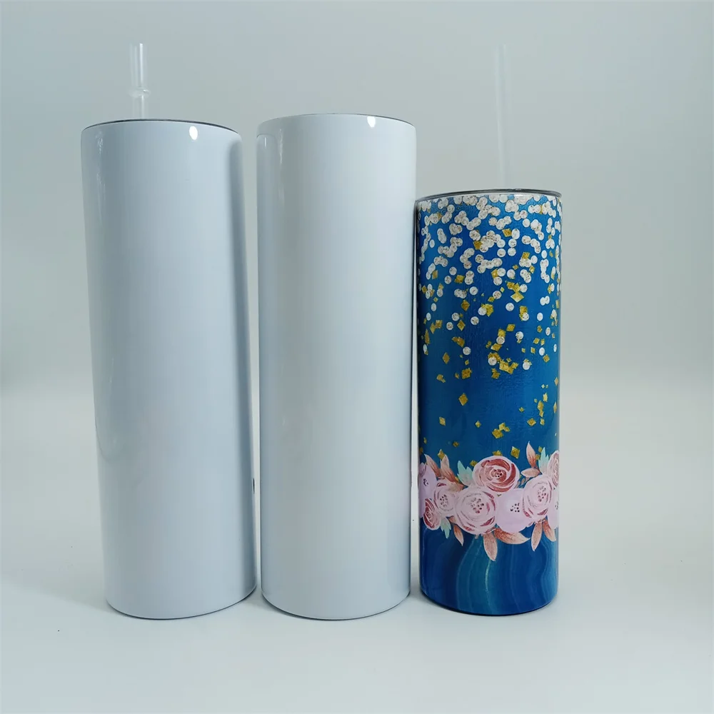 

Amazon hot sale in stock straight skinny tumbler for sublimation 30oz with straw, White