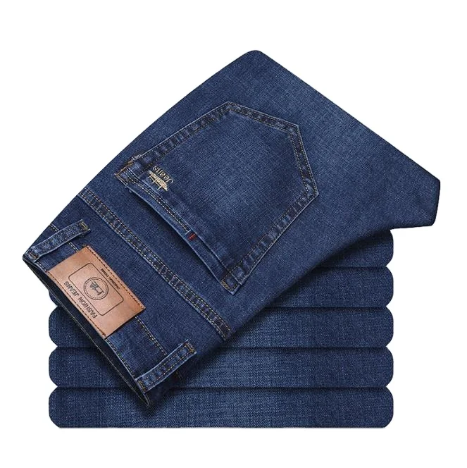 

Custom WASHED Stretch Loose England Style Breathable Plain Denim Jeans men pants