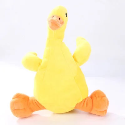 

Eco-friendly safety Giant yellow duck voice chew dog plush activity toy