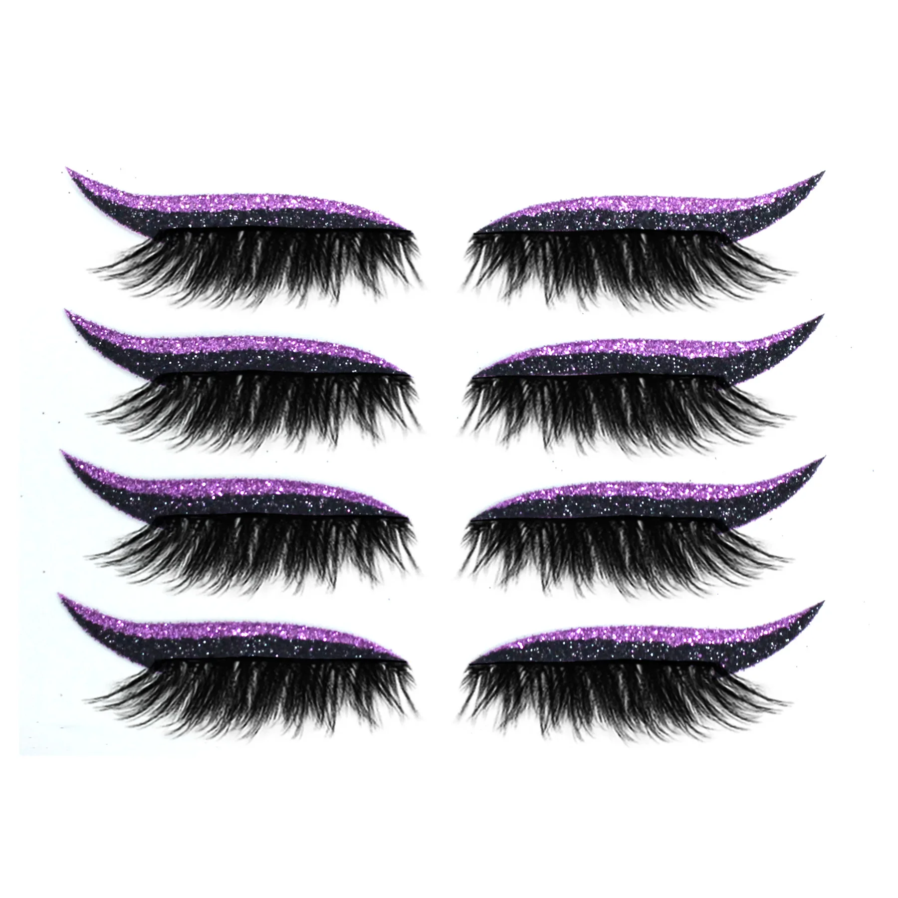 

4 Pairs Reusable Glitter Eyeliner And Eyelash Stickers Waterproof Glitter Eye Liner Eyelash Stickers Self-Adhesive