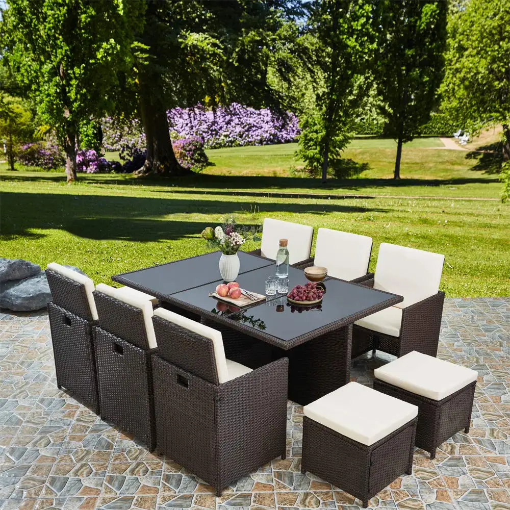 9 Pcs Outdoor Cube Rattan Dining Set Garden Furniture Outdoor Table And Chair Dining Set Buy