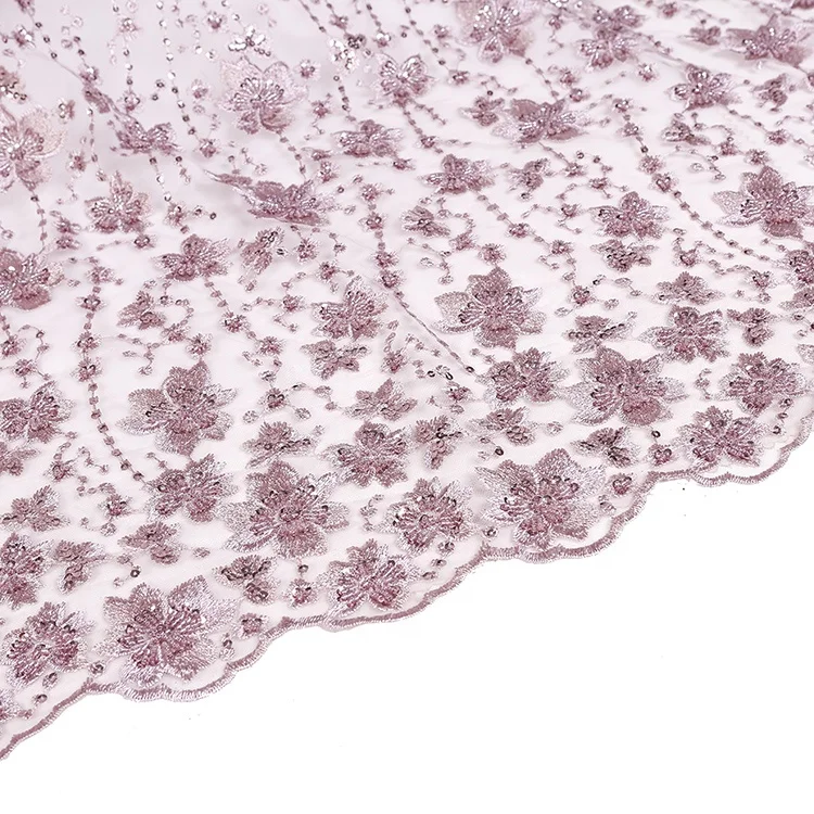 

2021 new tulle with colorful machine beads 100% polyester french lace fabric for dress