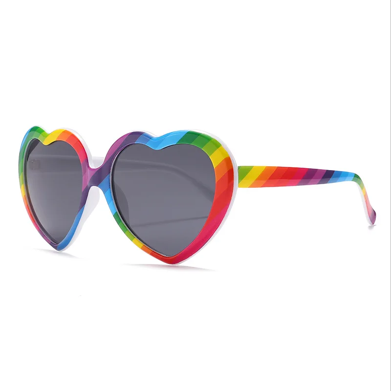 

Qmoon Fashion Party Brand Name sun glasses Rainbow Colorful Heart Shaped Sunglasses fro Women