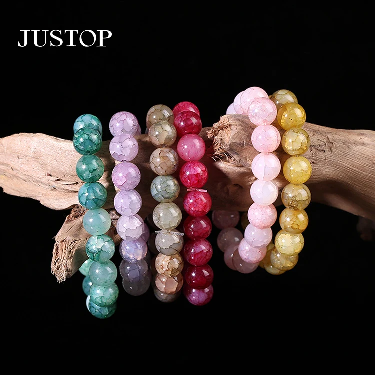 

Wholesale Pink Crystal Bracelet Jewelry Beads Friendship Bracelet Creative Popped Glass Rose Quartz Beaded Bracelet Women