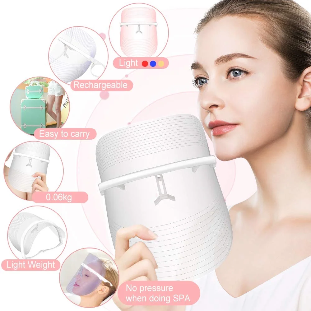 

2021 Wireless 3 Colors Beauty Care Led Light Therapy Facial Mask