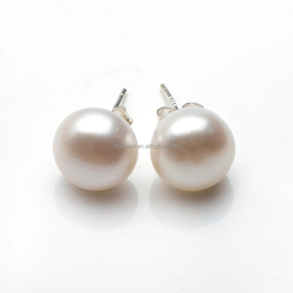 

FPE374 Big Size 12-13mm Button Freshwater White Pearl Silver 925 Studs Earrings Women Pearl Jewelry