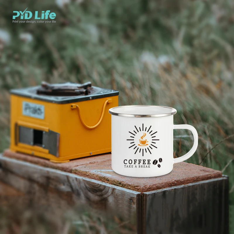 

PYD Life RTS Custom Coffee Camp Outdoor Mugs Christmas Sublimation Camping Enamel Mug with Logo