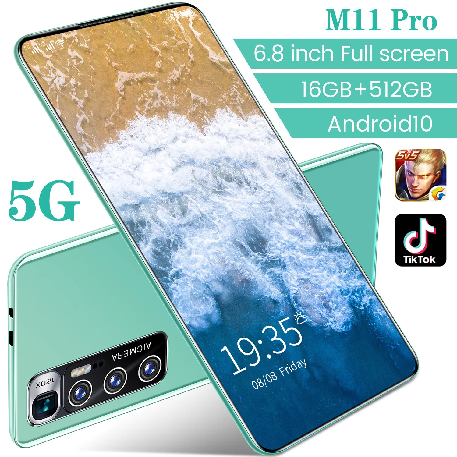 

2022 New Unlocked Smartphone M11 Pro With Dual SIM Card Face ID Original Unlock Android 10.0 16GB+512GB Celulares, As pic show