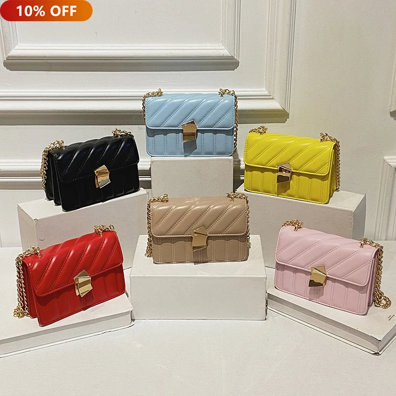 

Leather New Product 6-Color Diamond Chain Bag Crossbody Handbags Women Hand Bags Ladies Purses And Handbags