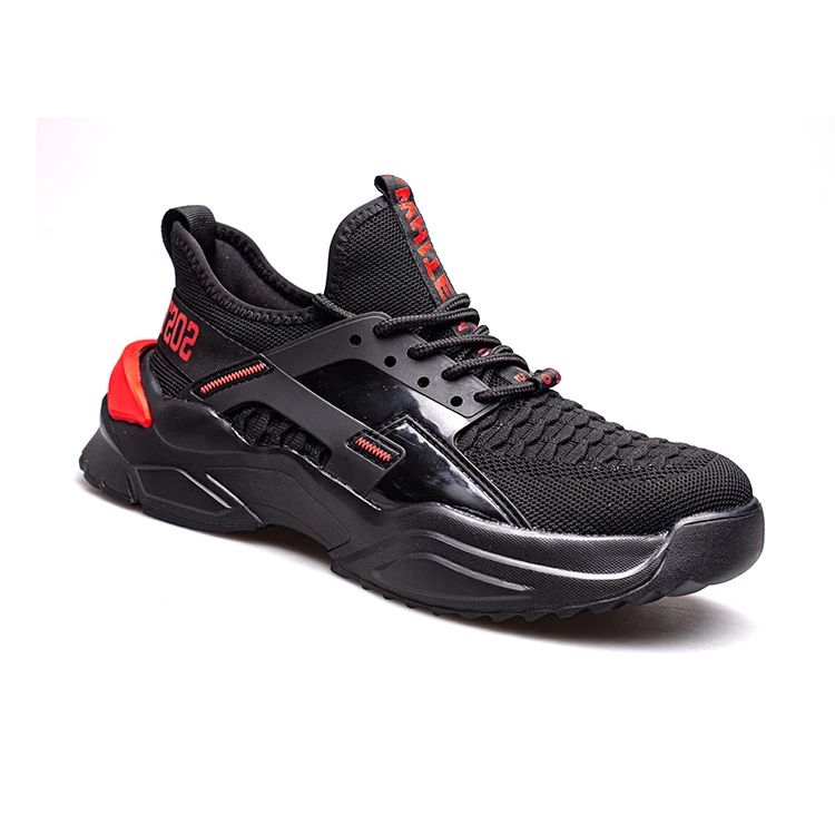 

Industrial Protective Steel Toe four seasons Breathable Men Sneakers Work Sport Safety Shoes, Black