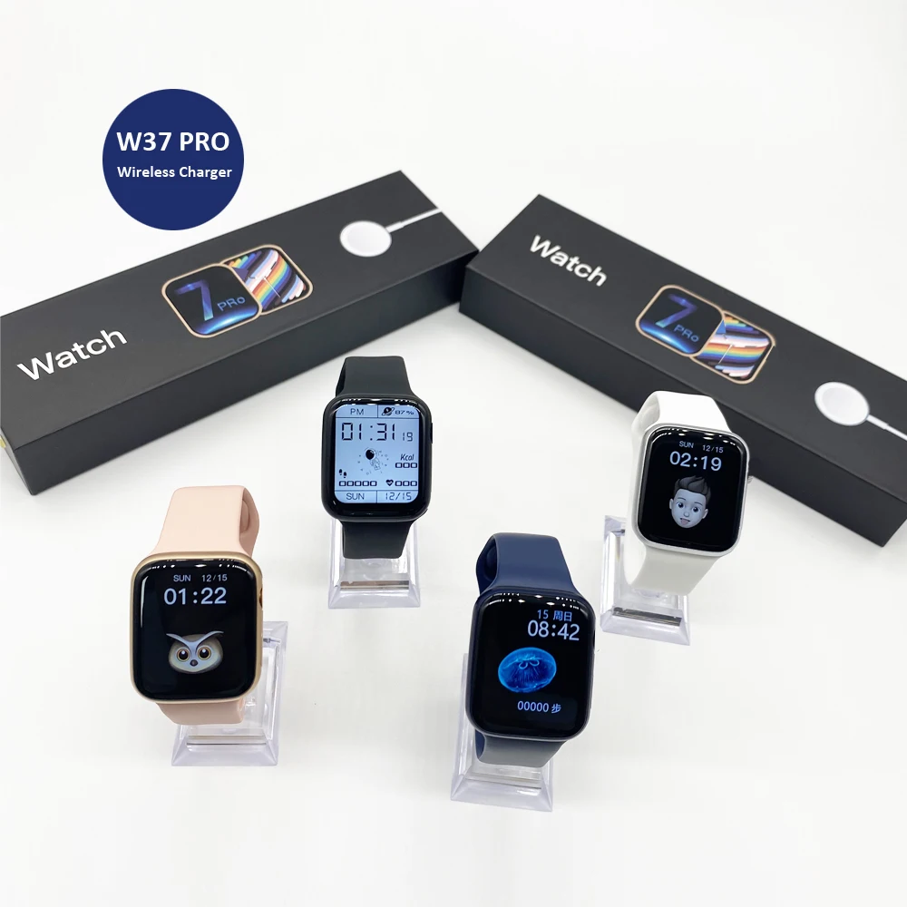 

New watch 7 IP68 waterproof smart watch W37 pro series 7 Reloj inteligente IWO watch W37pro smartwatch wearfit pro APP, Black,silver,rosegold,blue