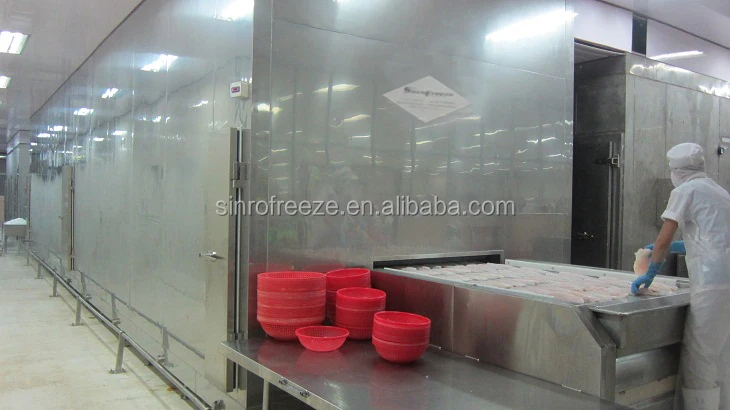 
High quality 1000kg/h IQF tunnel quick freezer for seafood processing 