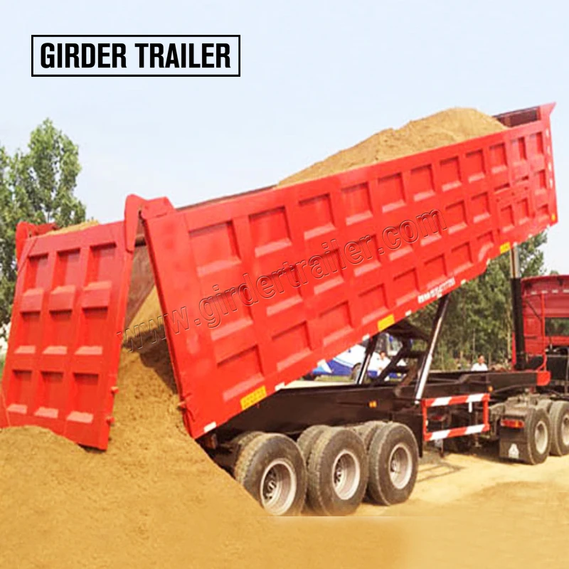 

High quality 3 axle HYVA hydraulic hauling equipment in end dump cargo transport loader new end tipping box trailer for sale
