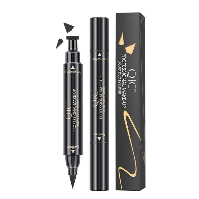 

Amazon hot sale long lasting fast dry liquid eye liner pencil OEM korea free sample black color 2 in 1 waterproof eyeliner stamp