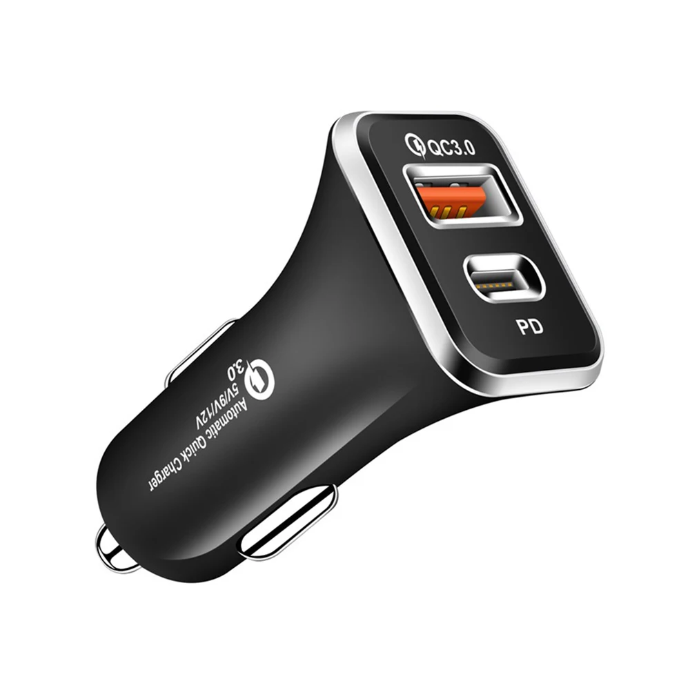 

type c usb car charger Super Mini 36W Fast USB Car Charger PD QC 3.0 Dual Port Car Adapter Charger For IPhone For Android, Black /white