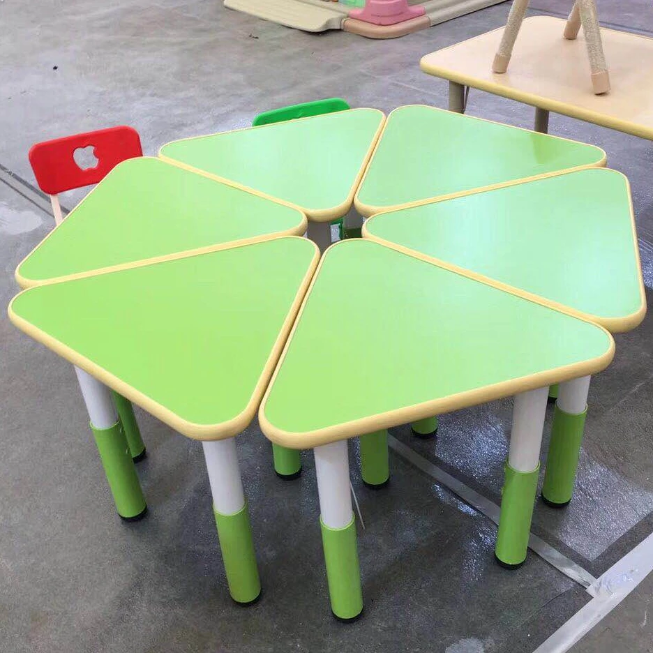 
High quality cheap nursery kindergarten plastic desk and chair adjustable activity table and chair 