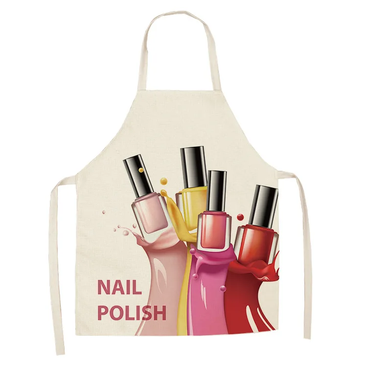 

G&D Pink Nail Polish Cotton Linen Creative European and American Cartoon Cute Apron, Same as photo , or customized