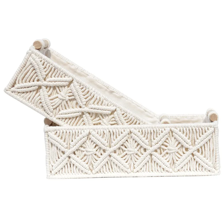 

Amazon Bohemian Style Cotton Rope Woven Storage Basket Storage Decorative Tissue Box