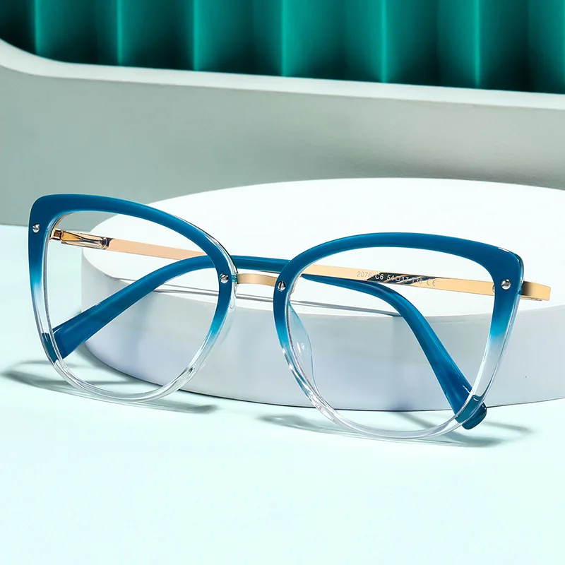 

HBK Duotone Cat Eye Blue Light Blocking Glasses Female Dropshpping Eyeglasses Frames