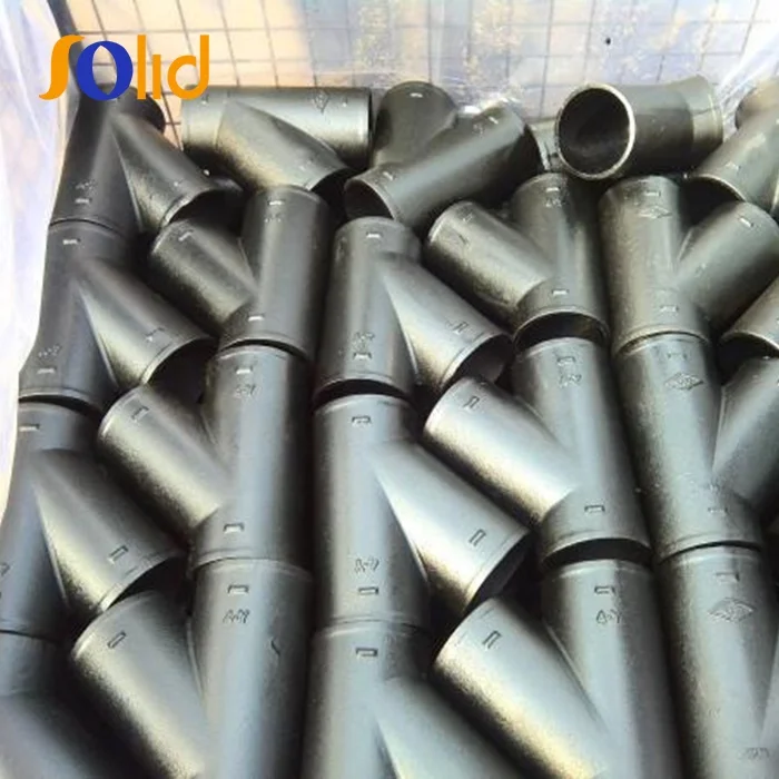 ASTM A888 Hubless Pipe FIttings Epoxy coated hubless grey cast iron pipes tee