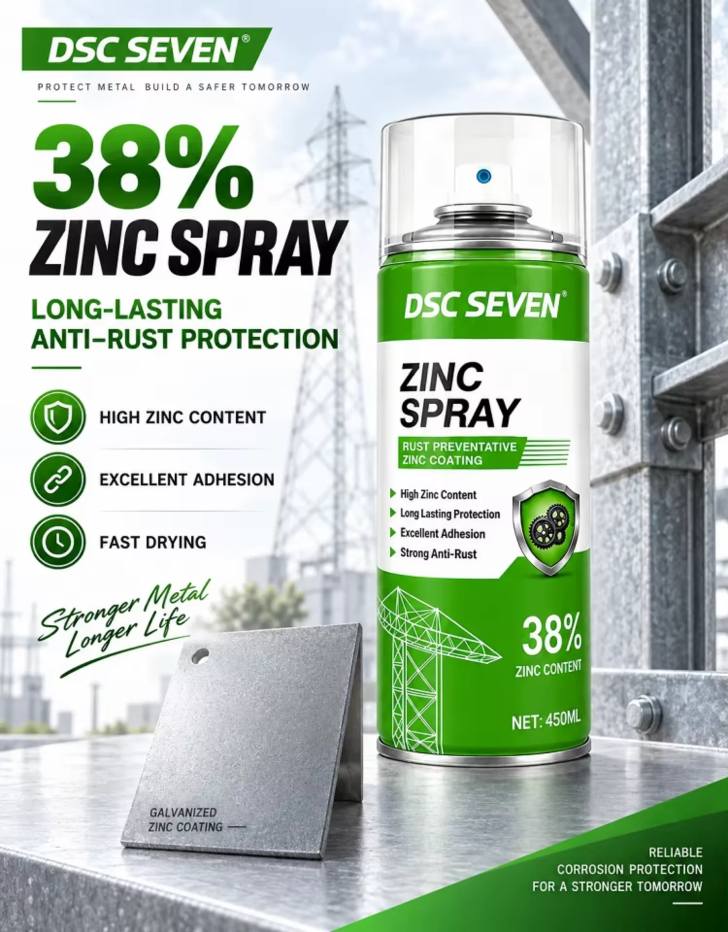 Zinc Rich Acrylic Anti-Rust Spray Paint for Boat Car Body Welded Joint Repair Cold Galvanizing Aerosol Silver Metal Coating