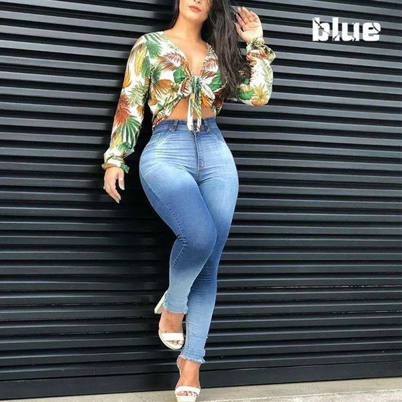 
Hot Selling Woman Jeans Slim Fit High Waist Jeans Women Stretch Jeans Trousers Women 