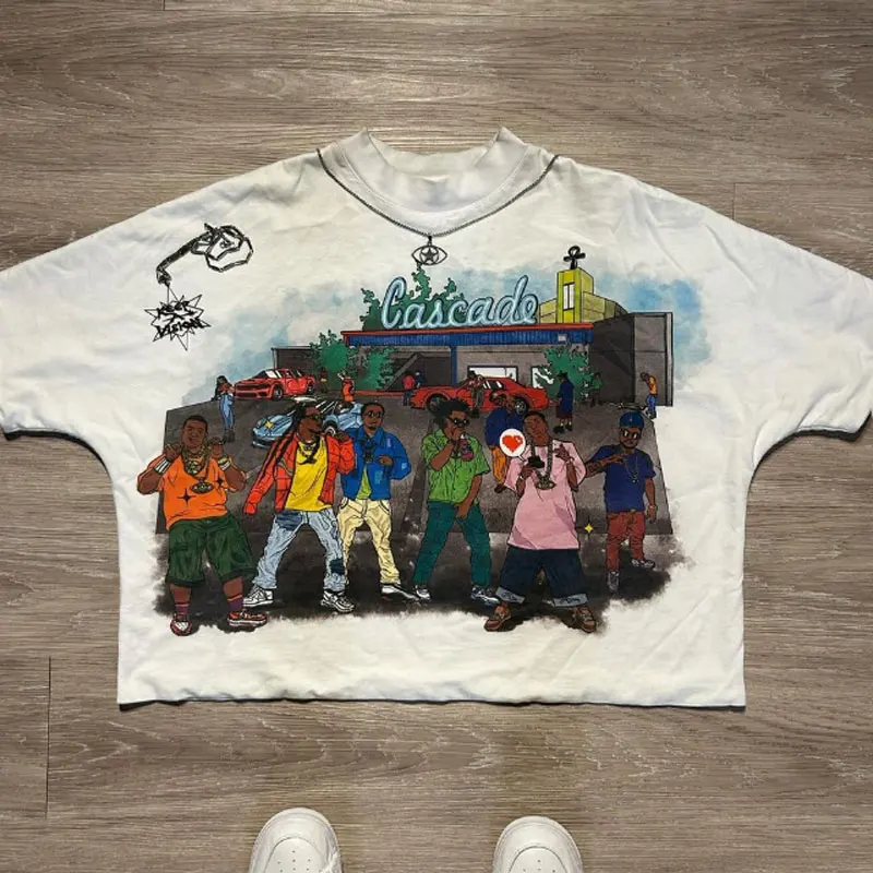 Custom Screen Dtg Printing Mock Neck Oversized Streetwear Manufacturer Heavy 200 GSM Cotton French Terry Boxy Cropped t Shirt